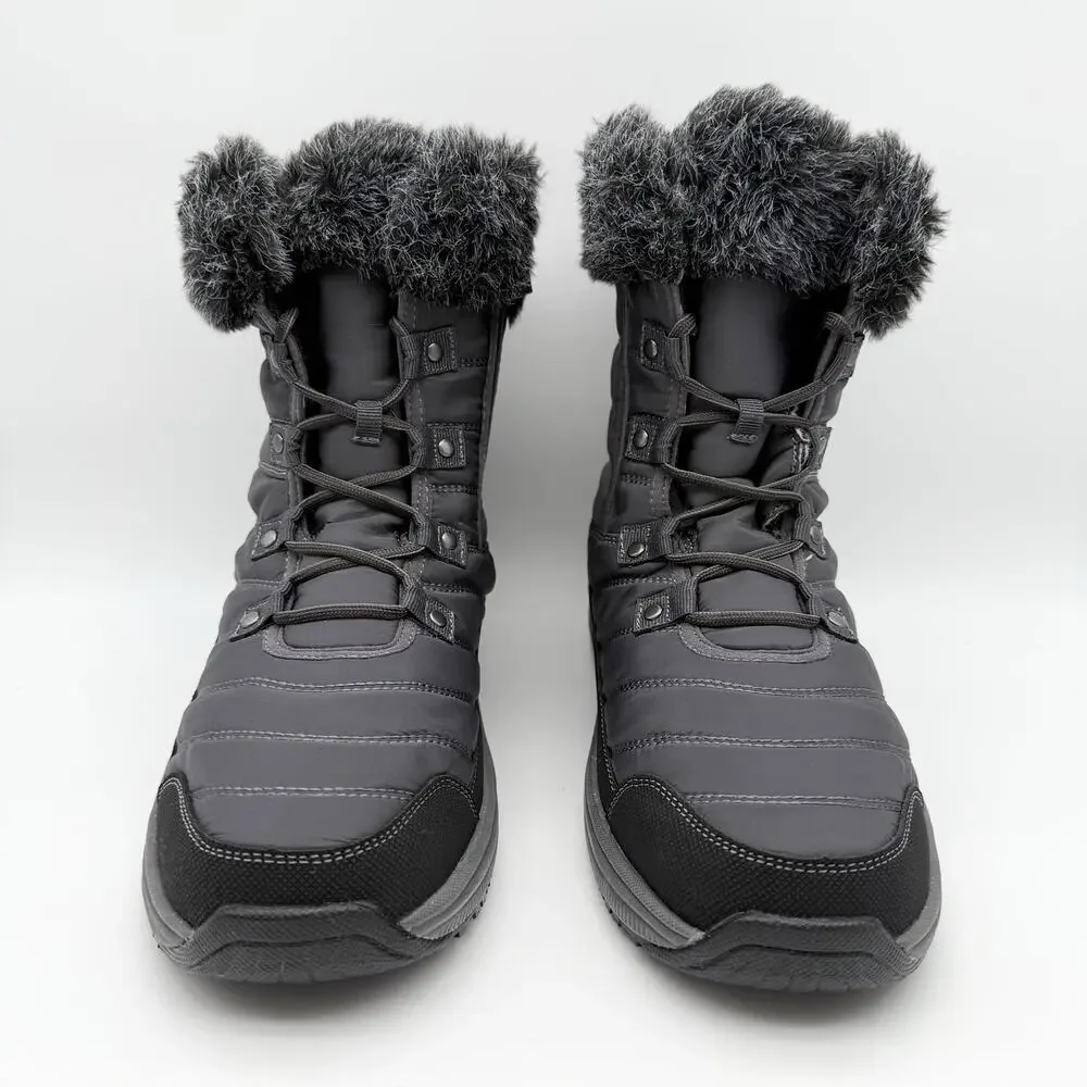 Orthofeet Womens Alps Snow Boots US 10 WIDE Grey Black Waterproof NWOB